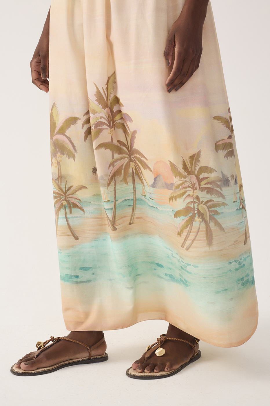 Beige Veranil Embroidered Maxi Dress_6