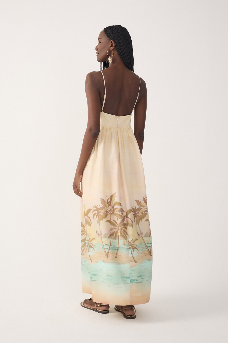 Beige Veranil Embroidered Maxi Dress_7