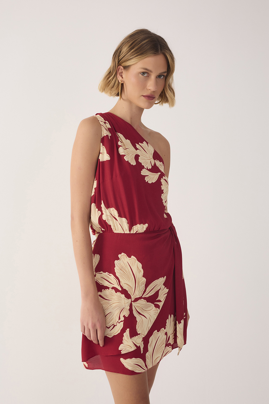 Petala Vermelha Print One-Shoulder Dress_3