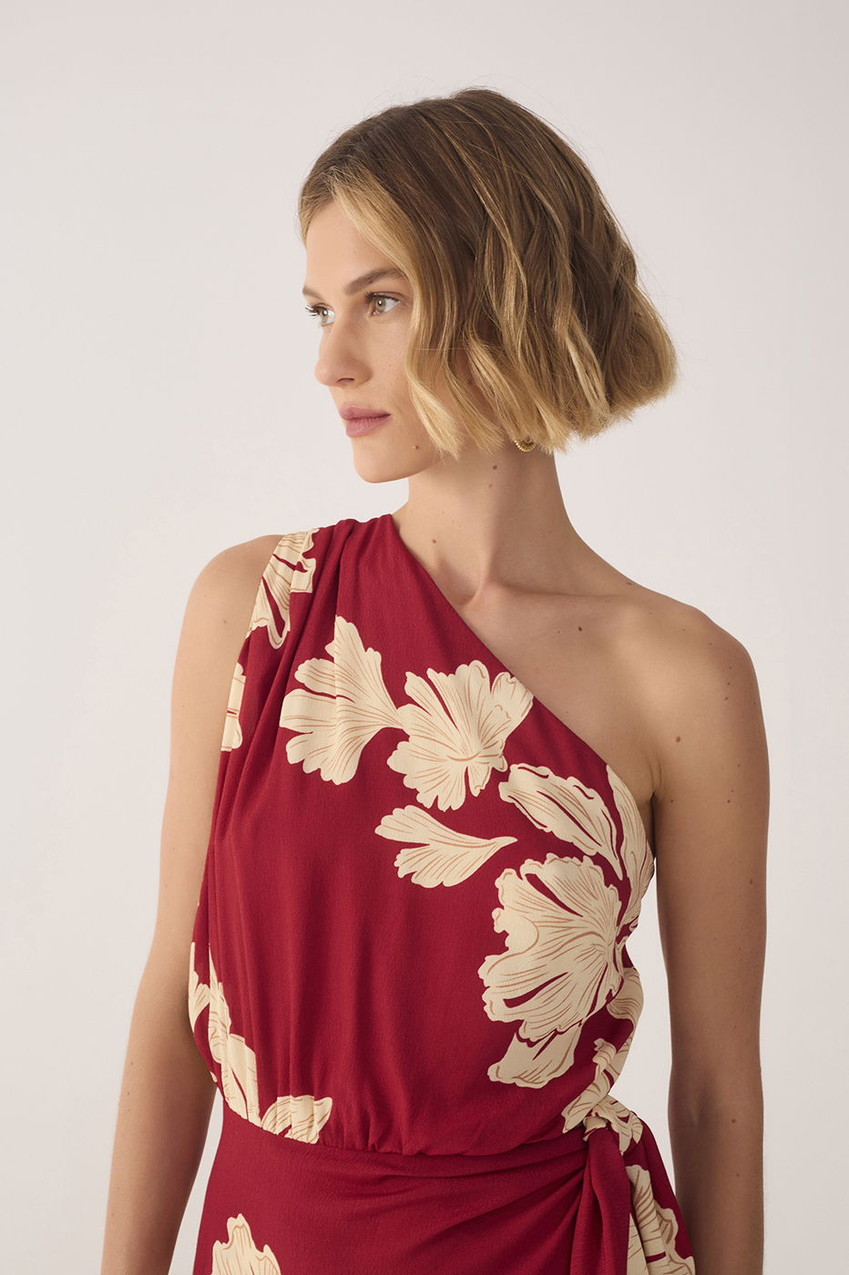 Petala Vermelha Print One-Shoulder Dress_4