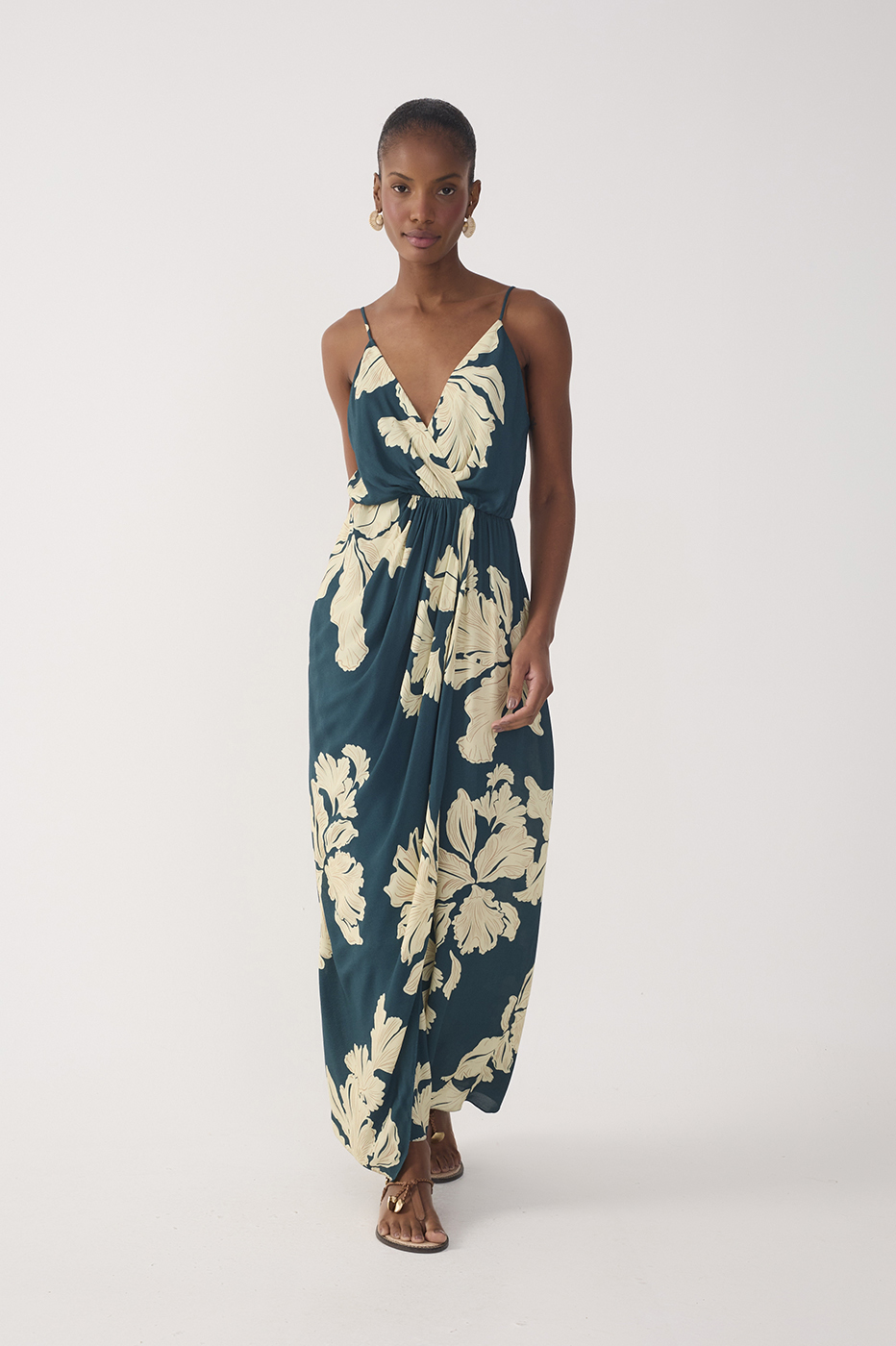 Green Pétala V Neck Wrap Maxi Dress_2