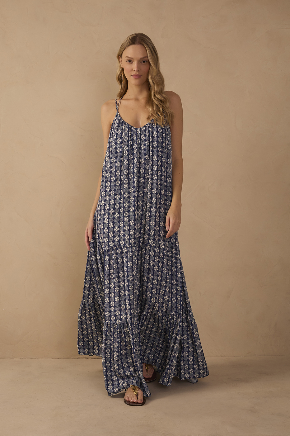 Blue Guarda Sol Tiered Sleeveless Maxi Dress_1
