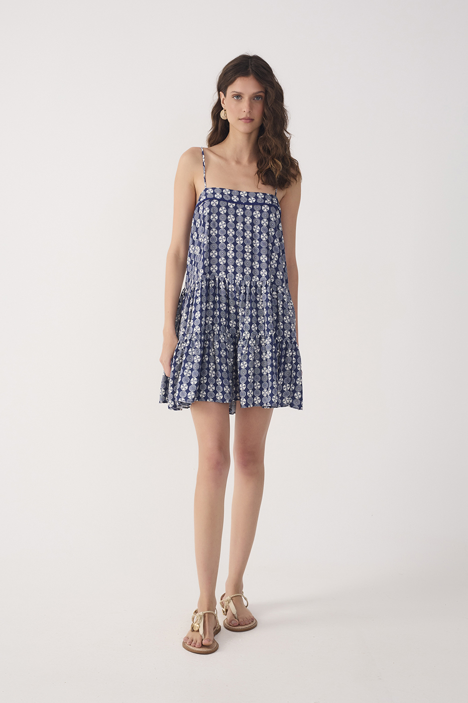 Blue Guarda Sol Square Neck Ruffled Mini Dress_2