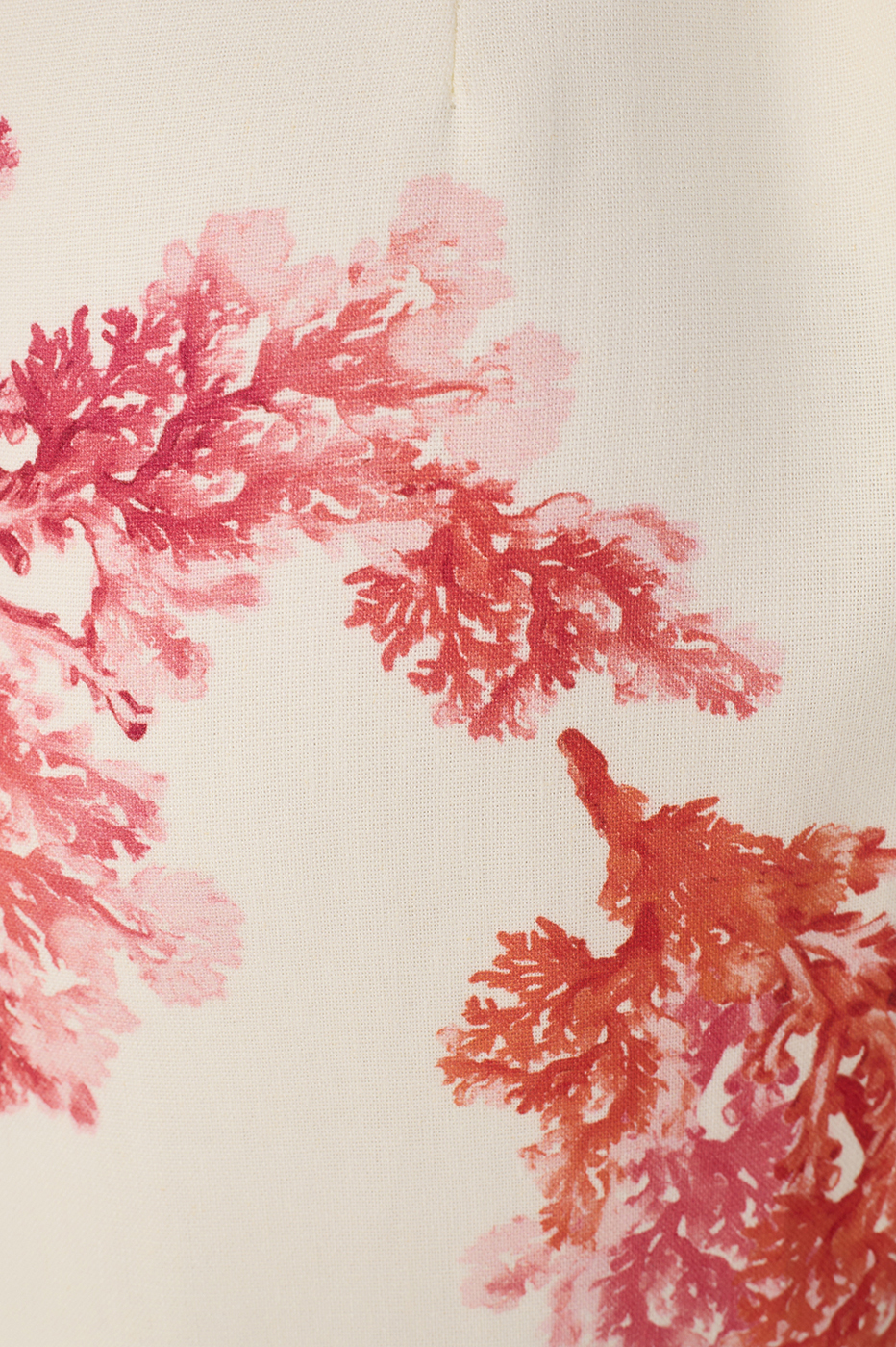 Coral Print Linen Midi Dress