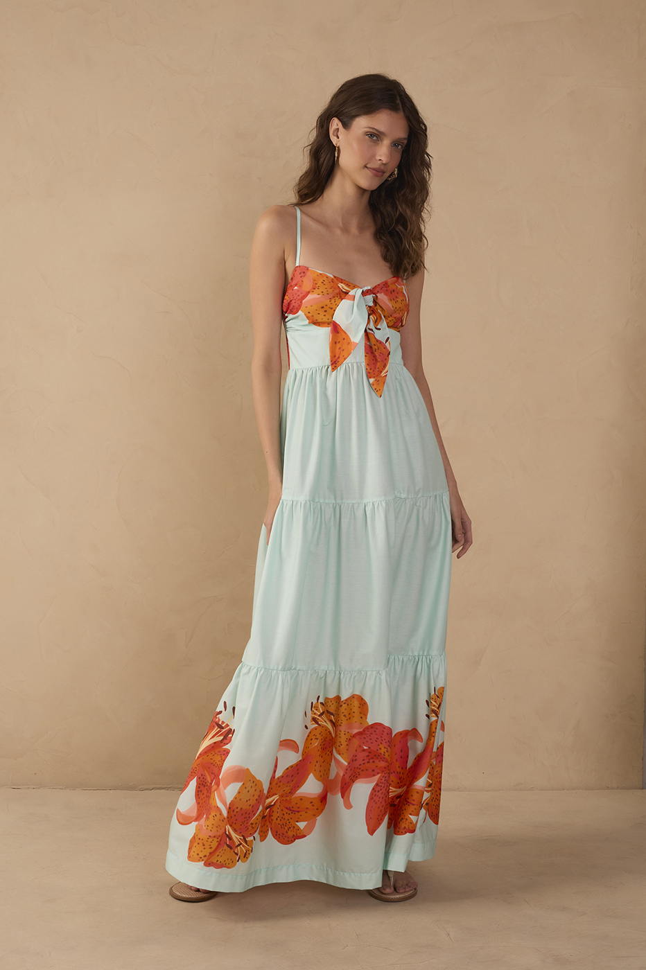 Blue Lírios Tricoline Cotton Maxi Dress_1