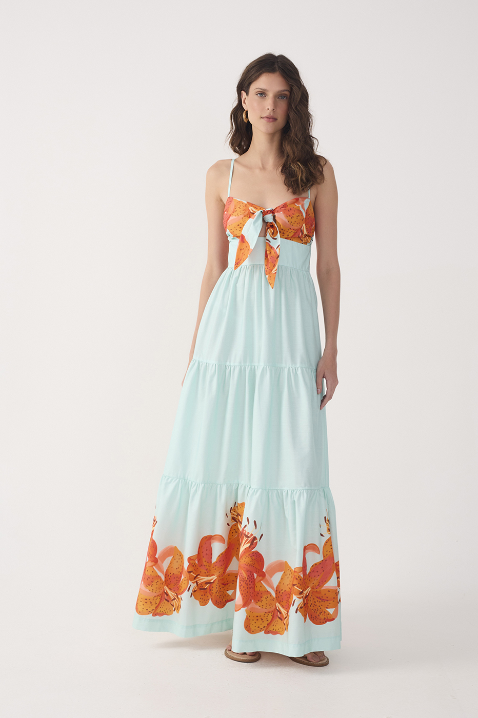 Blue Lírios Tricoline Cotton Maxi Dress_2