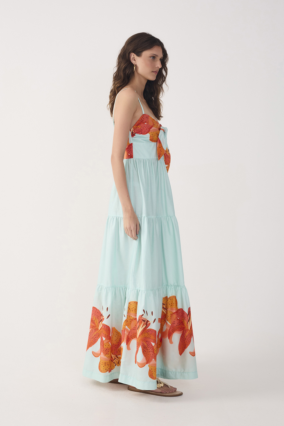 Blue Lírios Tricoline Cotton Maxi Dress_3
