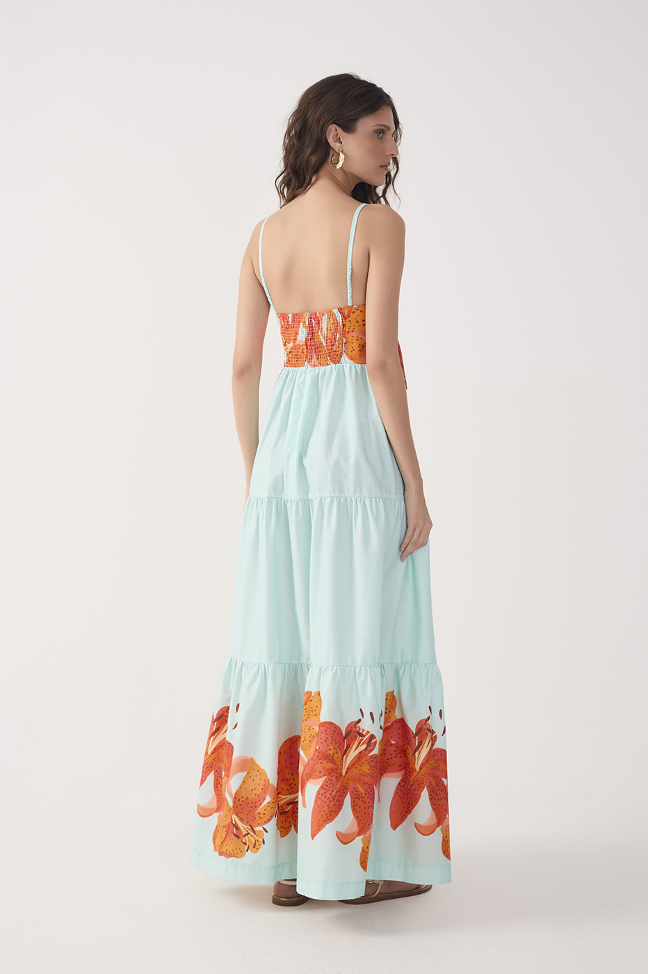 Blue Lírios Tricoline Cotton Maxi Dress_7