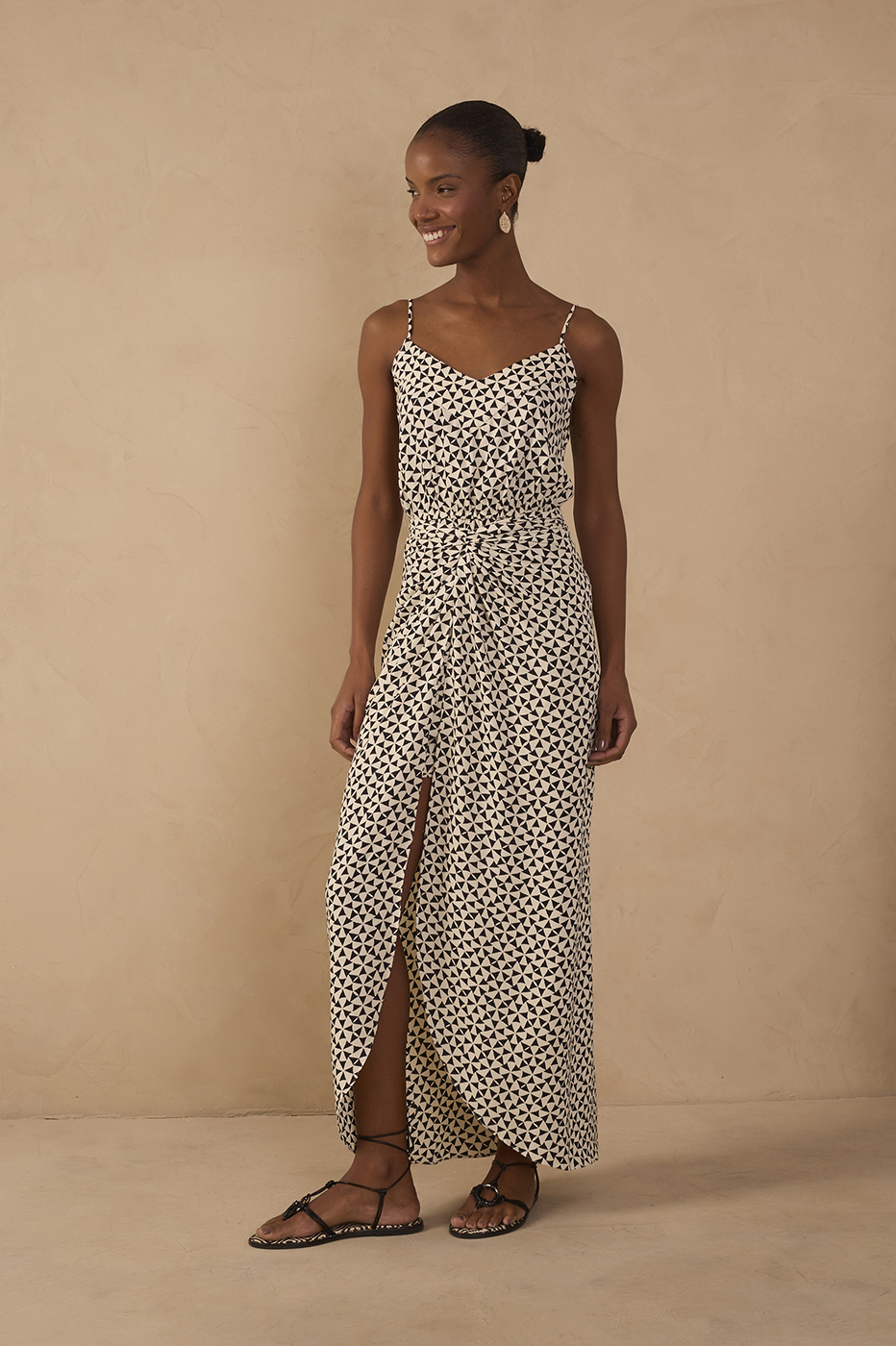 Off-White Vento Wrap Front Slit Maxi Dress_1