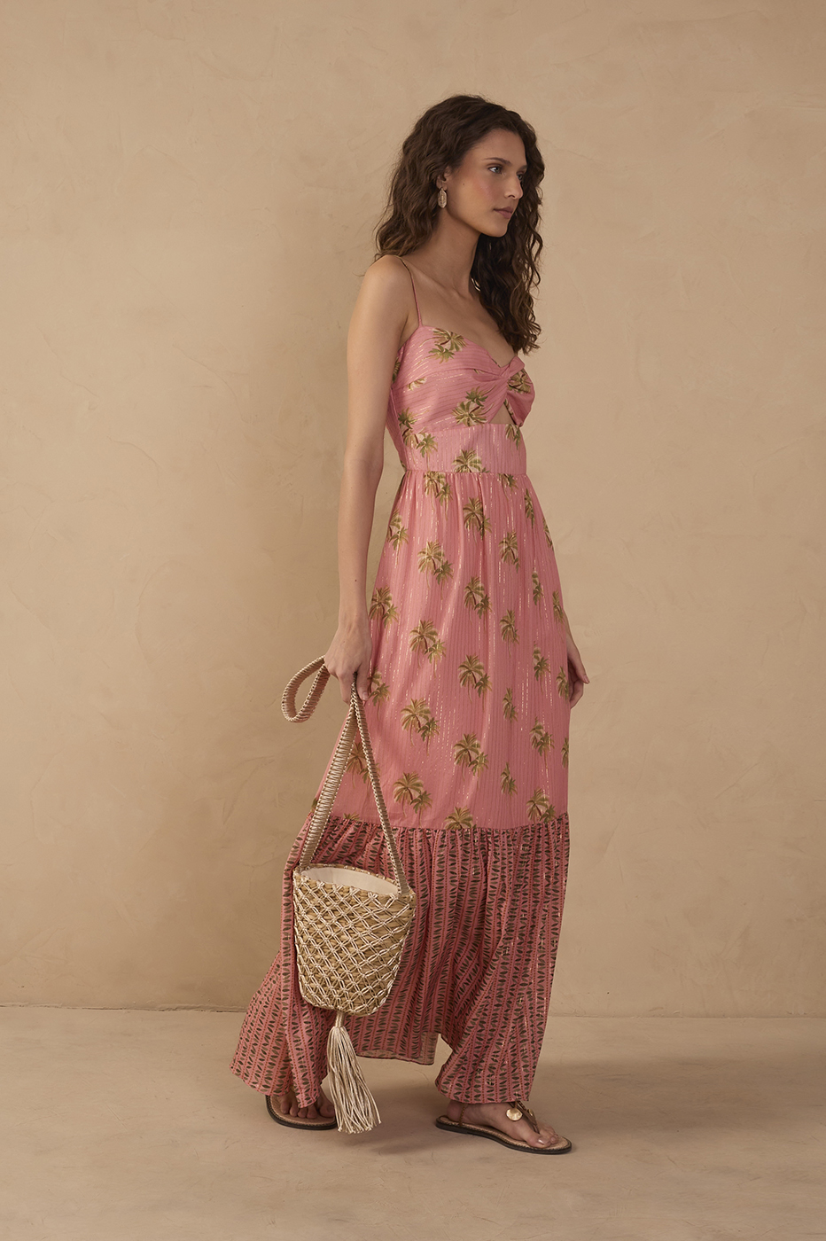 Pink Oásis Cut-Out Tiered Maxi Dress_1