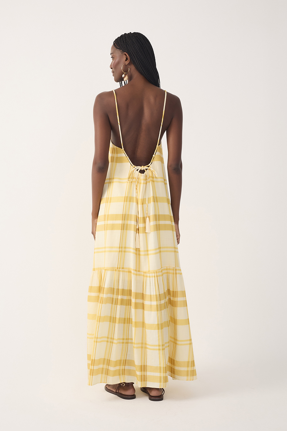 Yellow Frescor Sleeveless Tiered Maxi Dress_6