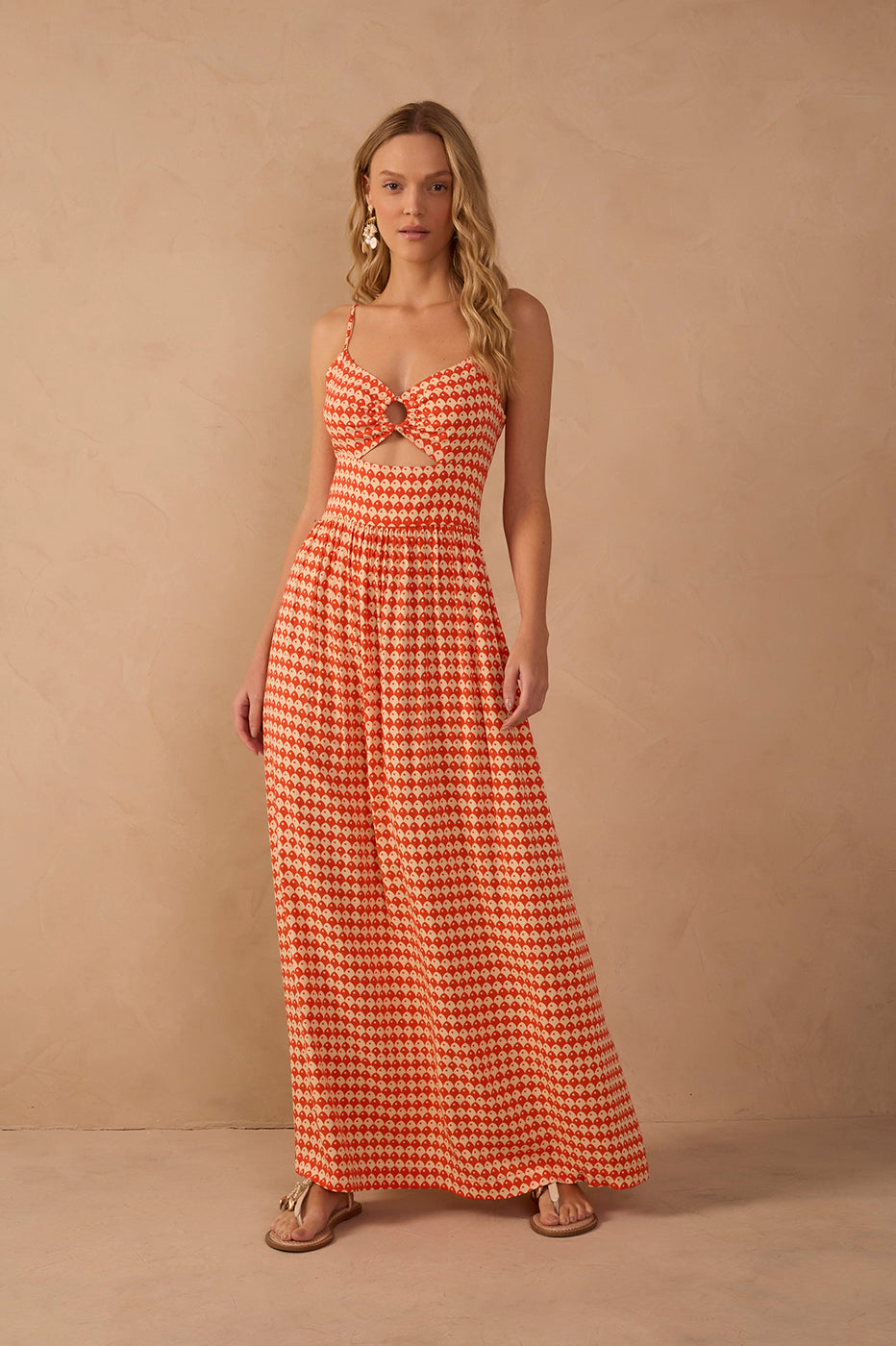 Red Escama Cut-Out Sleeveless Maxi Dress_1