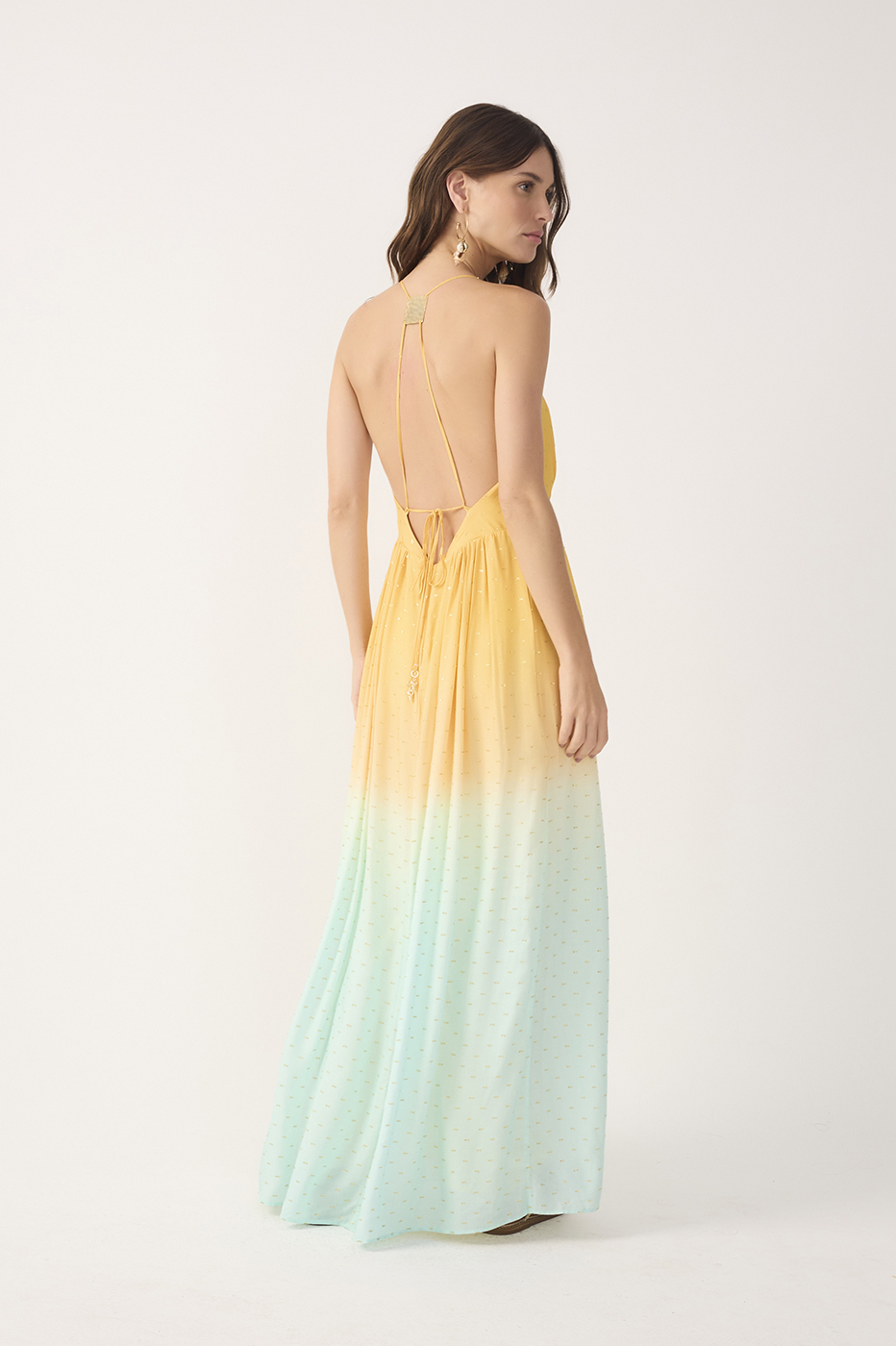 Bicolor Nascente V Neck Lurex Maxi Dress_7