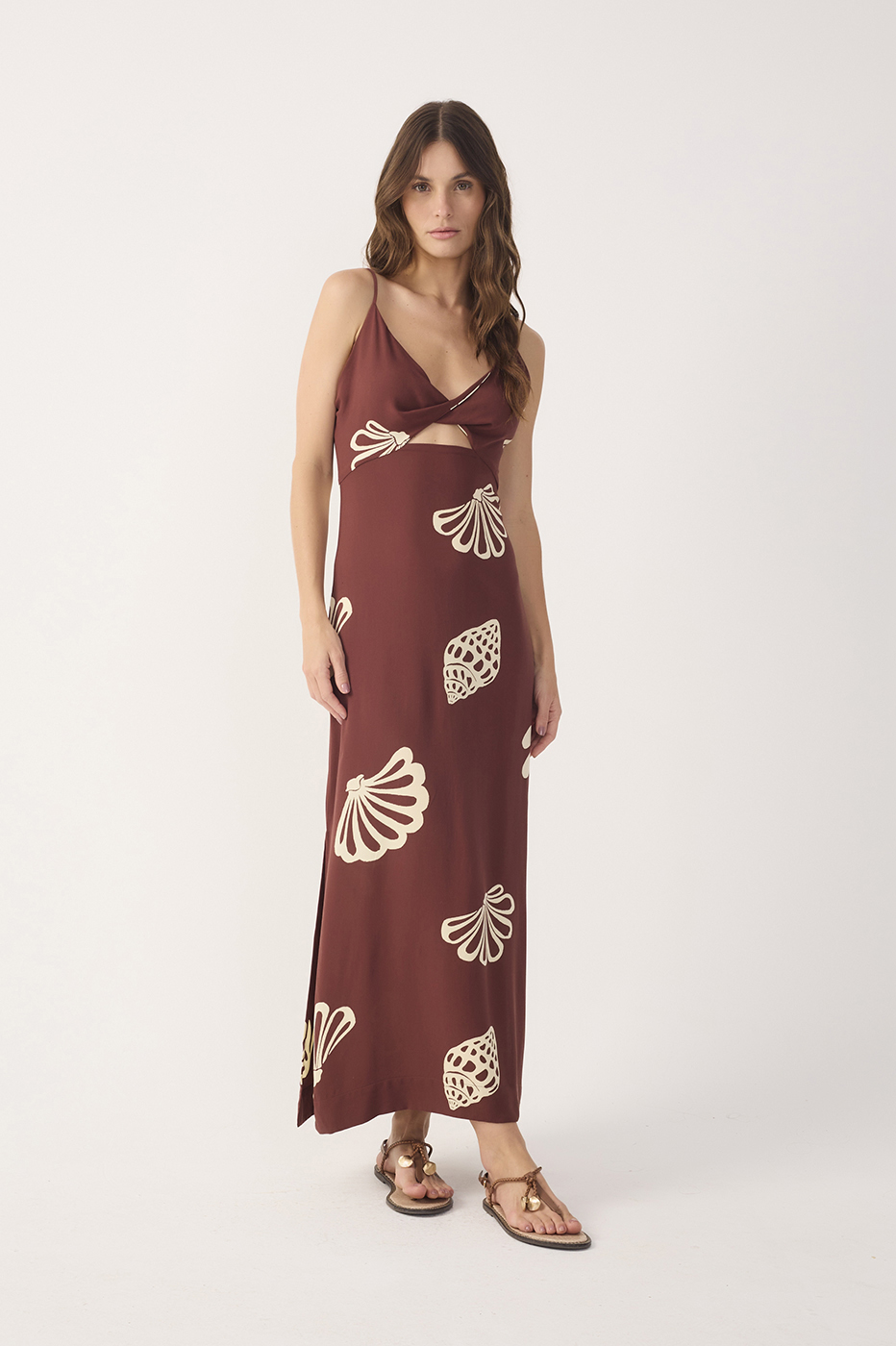 Brown Mares Cut-Out Smocked Sleeveless Maxi Dress_2