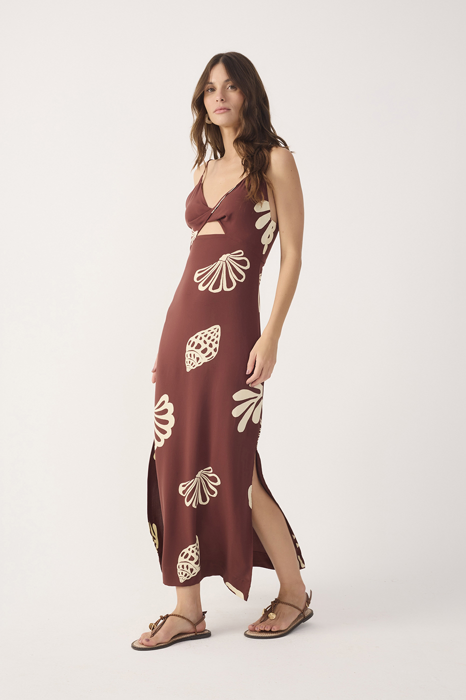 Brown Mares Cut-Out Smocked Sleeveless Maxi Dress_3