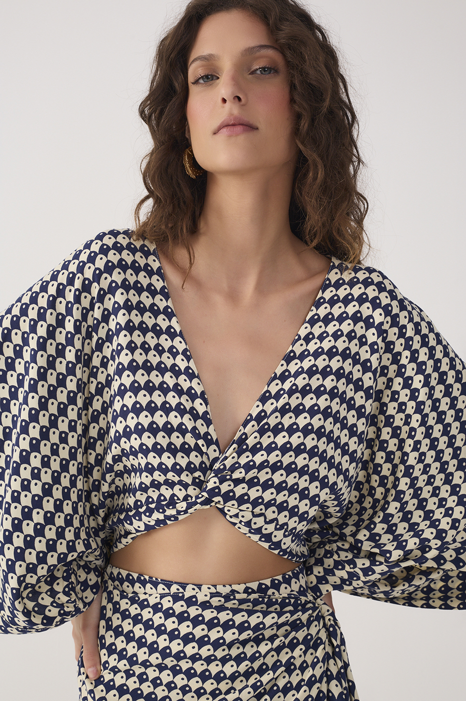 Blue Escama Kimono Sleeve Wrap Maxi Dress_4