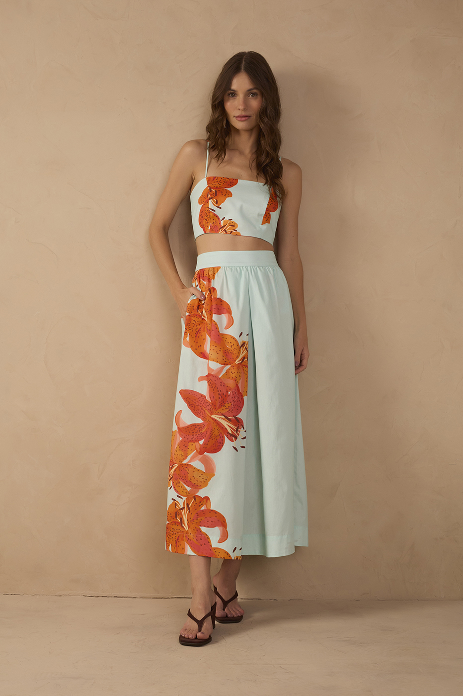 Conjunto Tricoline Estampa Lírios_1