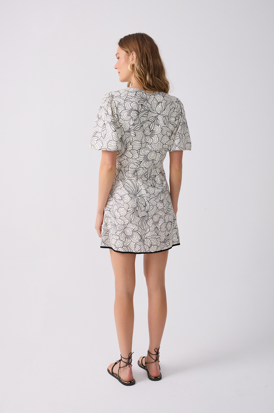 Linen Ponto A Ponto Print Dress_5