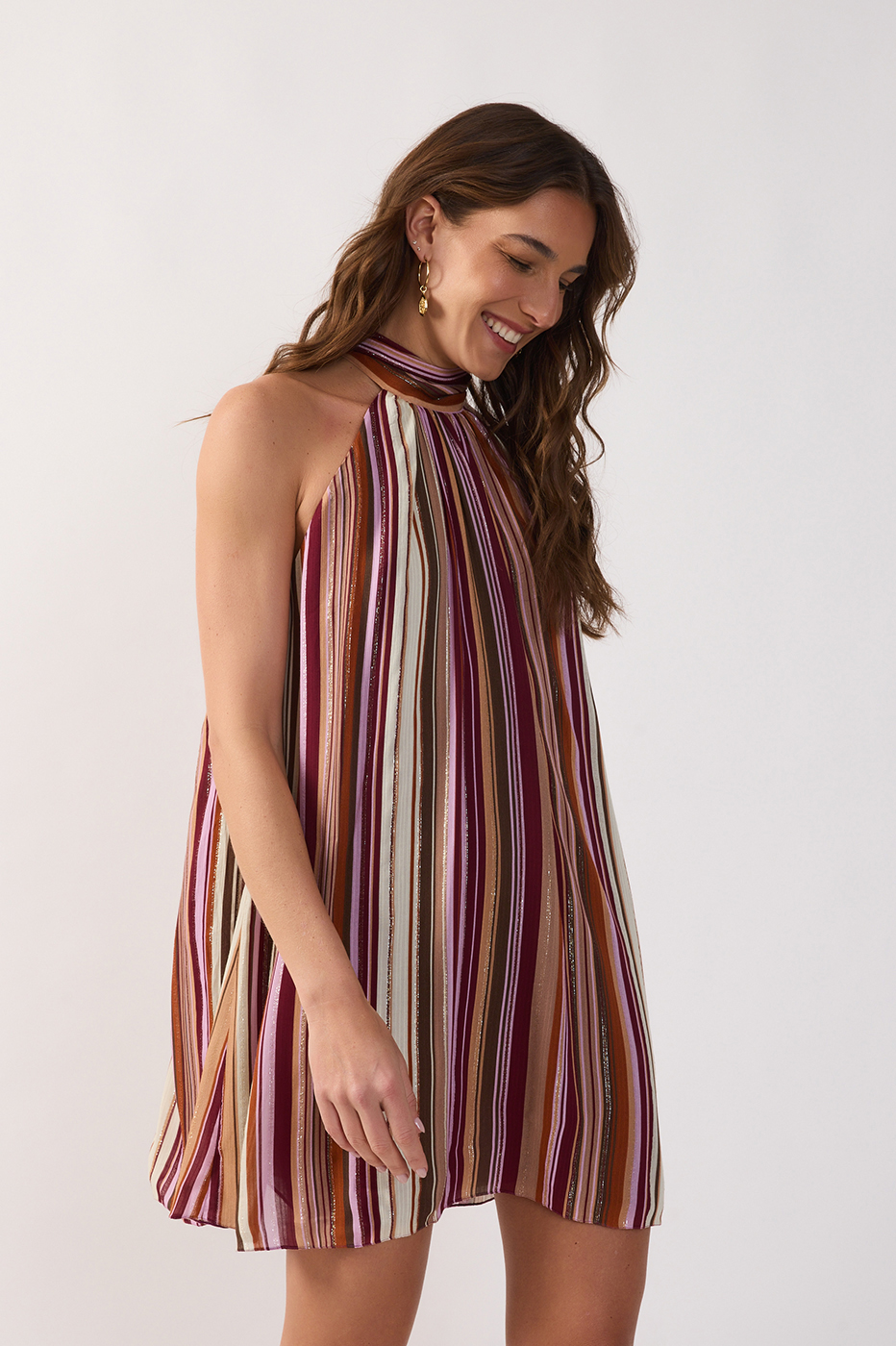 Aurora Stripes Lurex Ties Mini Dress_4