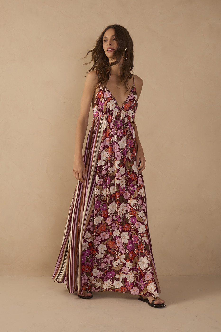 Mixed Jasmin Lurex Sleeveless Maxi Dress_1