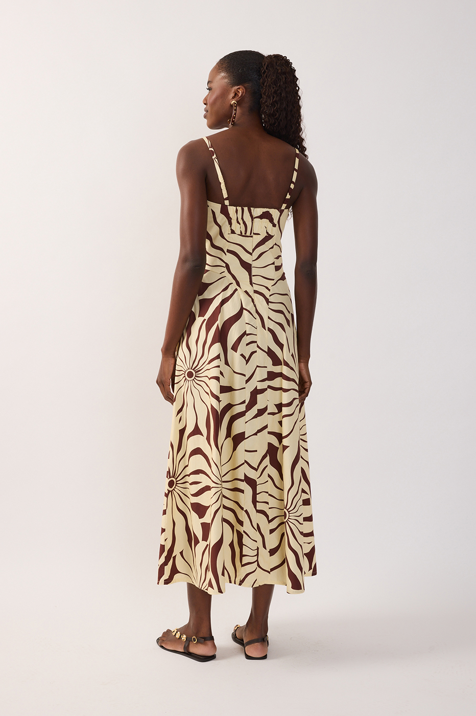 Brown Adjustable Strap Cotton Maxi Dress_5