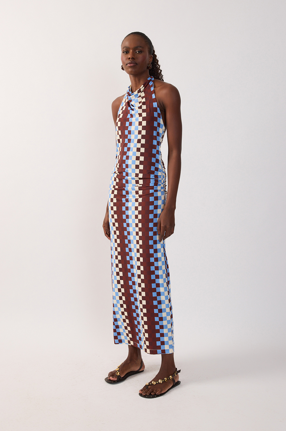 Multicolor Harmonia High Neck Open Back Jersey Maxi Dress_2