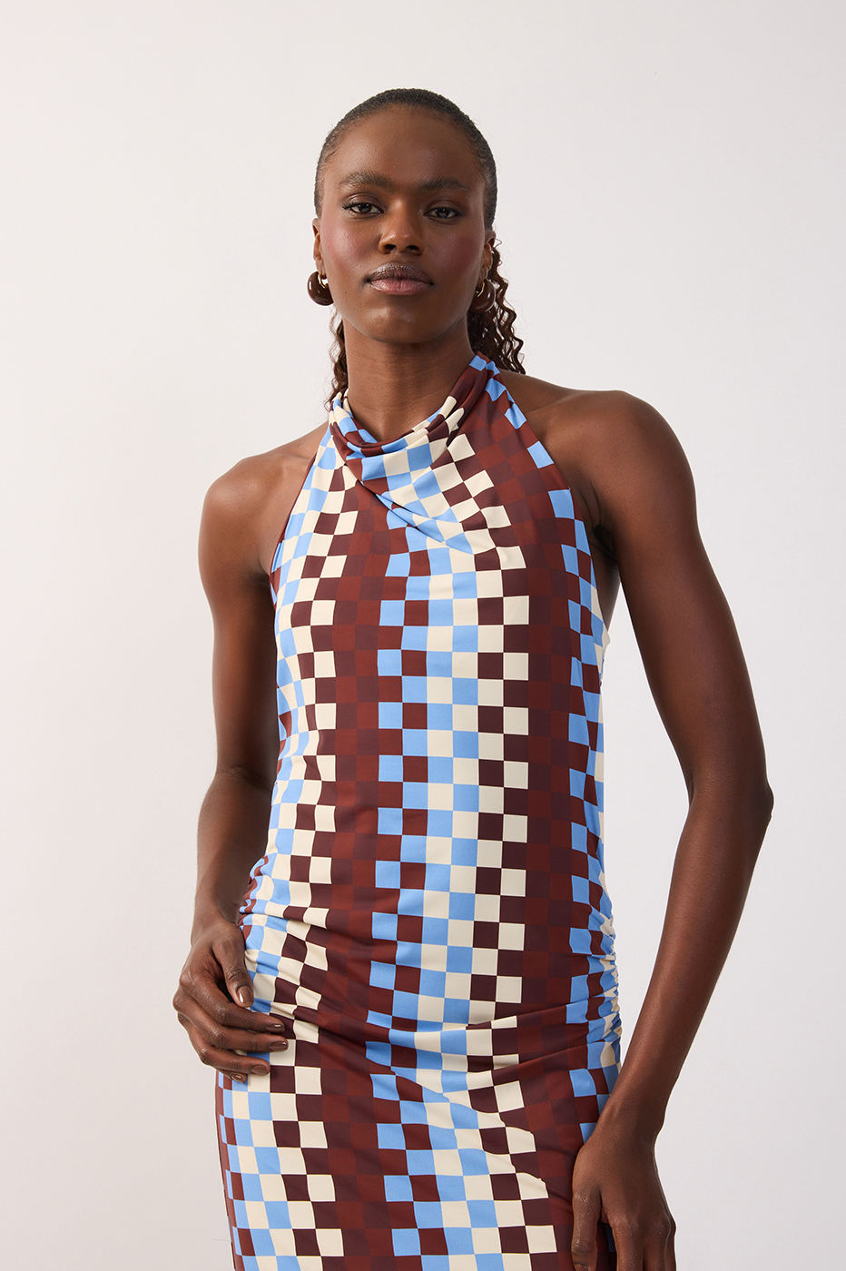 Multicolor Harmonia High Neck Open Back Jersey Maxi Dress_4