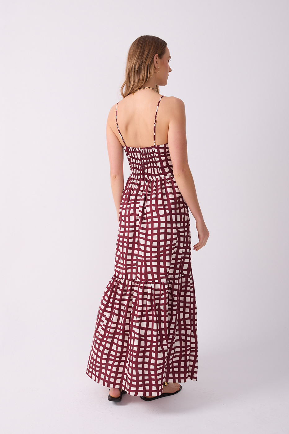 Wine Cut-Out Buckle Maxi Dress_5