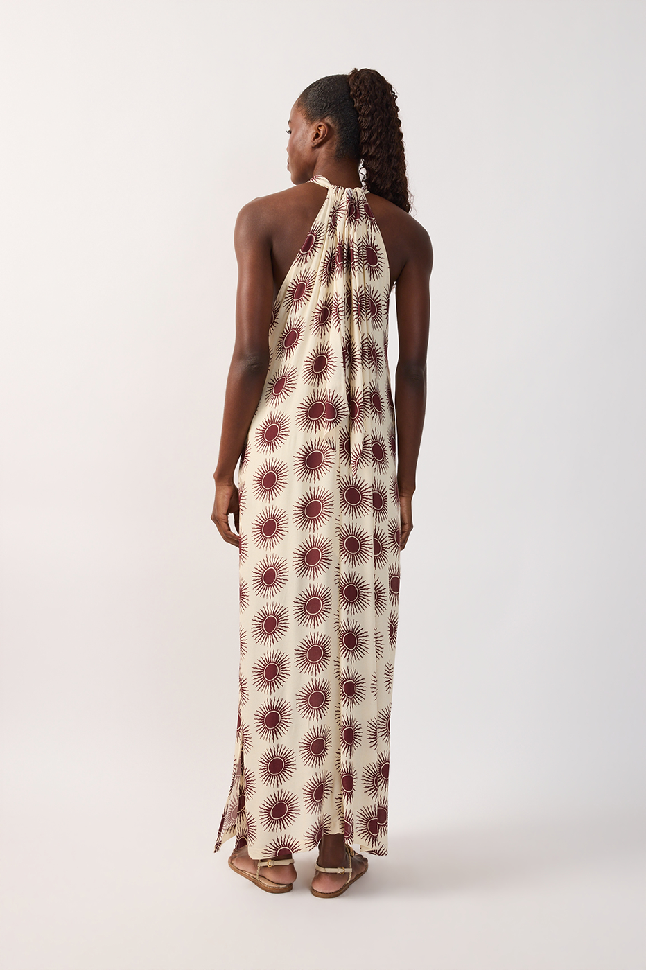 Off-White Halter Neck Slit Maxi Dress_6