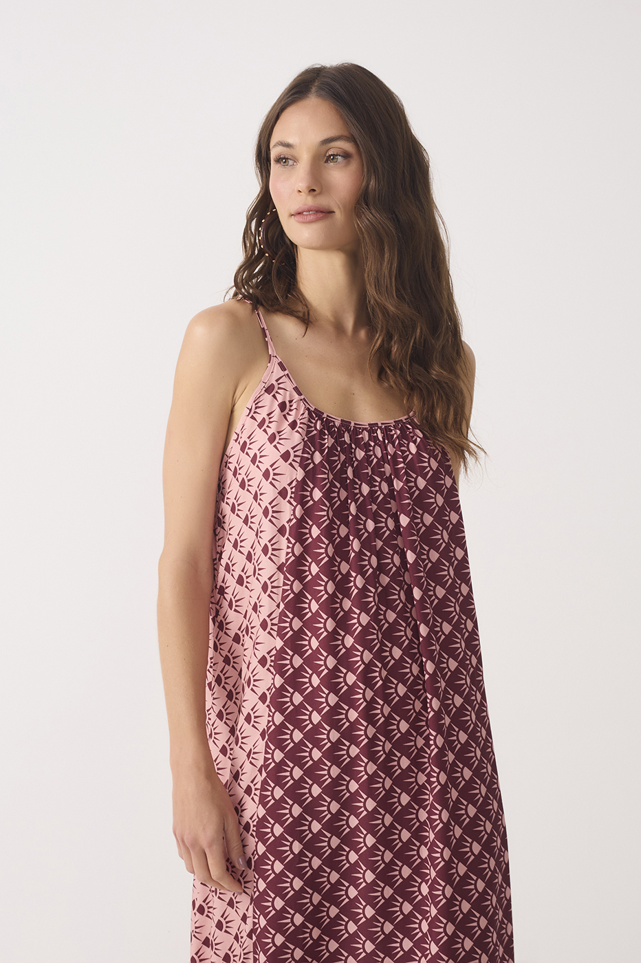 Wine Mixed Sleeveless Maxi Dress_4