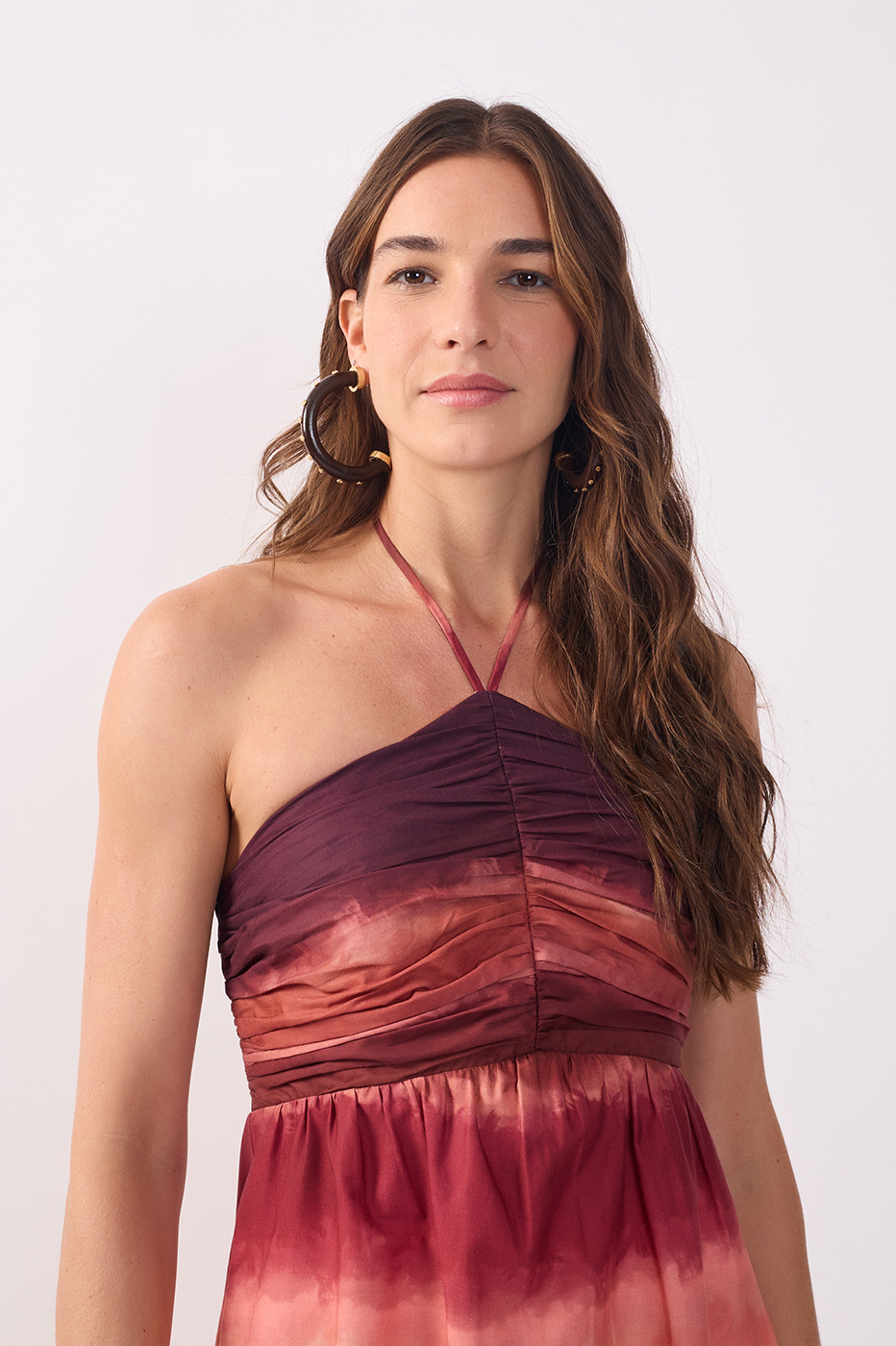 Multicolor Halter Neck Ruched Mini Dress_4