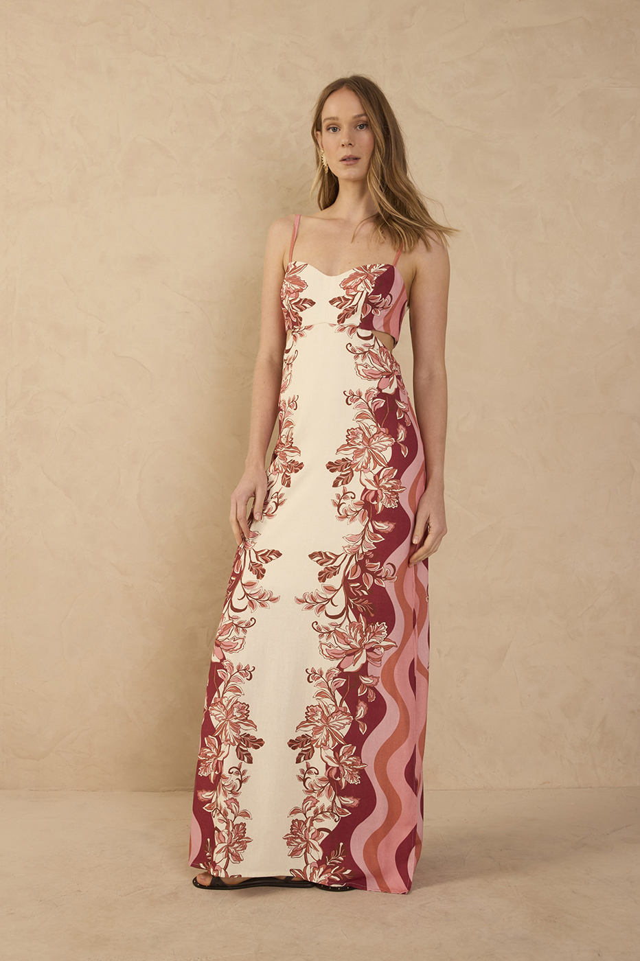 Off-white Onda Floral Cut-out Side Slit Sleeveless Maxi Dress_1