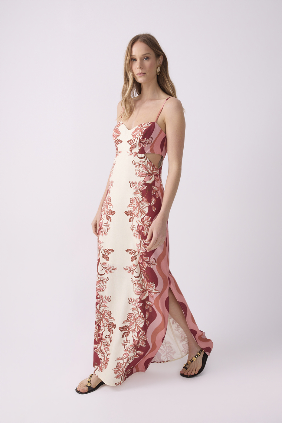 Off-white Onda Floral Cut-out Side Slit Sleeveless Maxi Dress_3