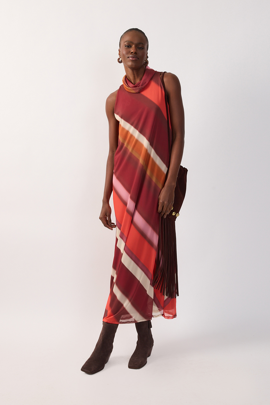 Multicolor Lumini Draped Neck Sleeveless Tulle Maxi Dress_2