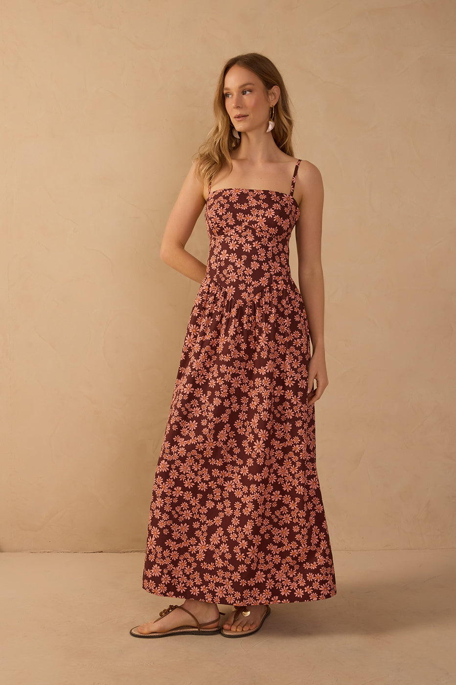 Vestido Cropped Estampa Margaridas Rosa