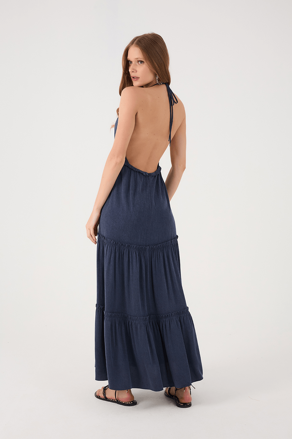 Indigo Blue Maria Halter Neck Tiered Maxi Dress_5