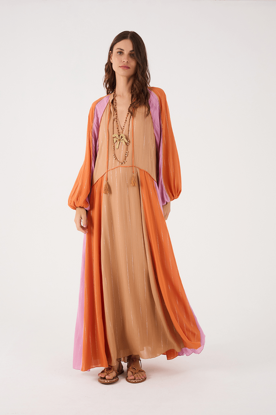 Multicolor Lurex Relaxed Maxi Dress