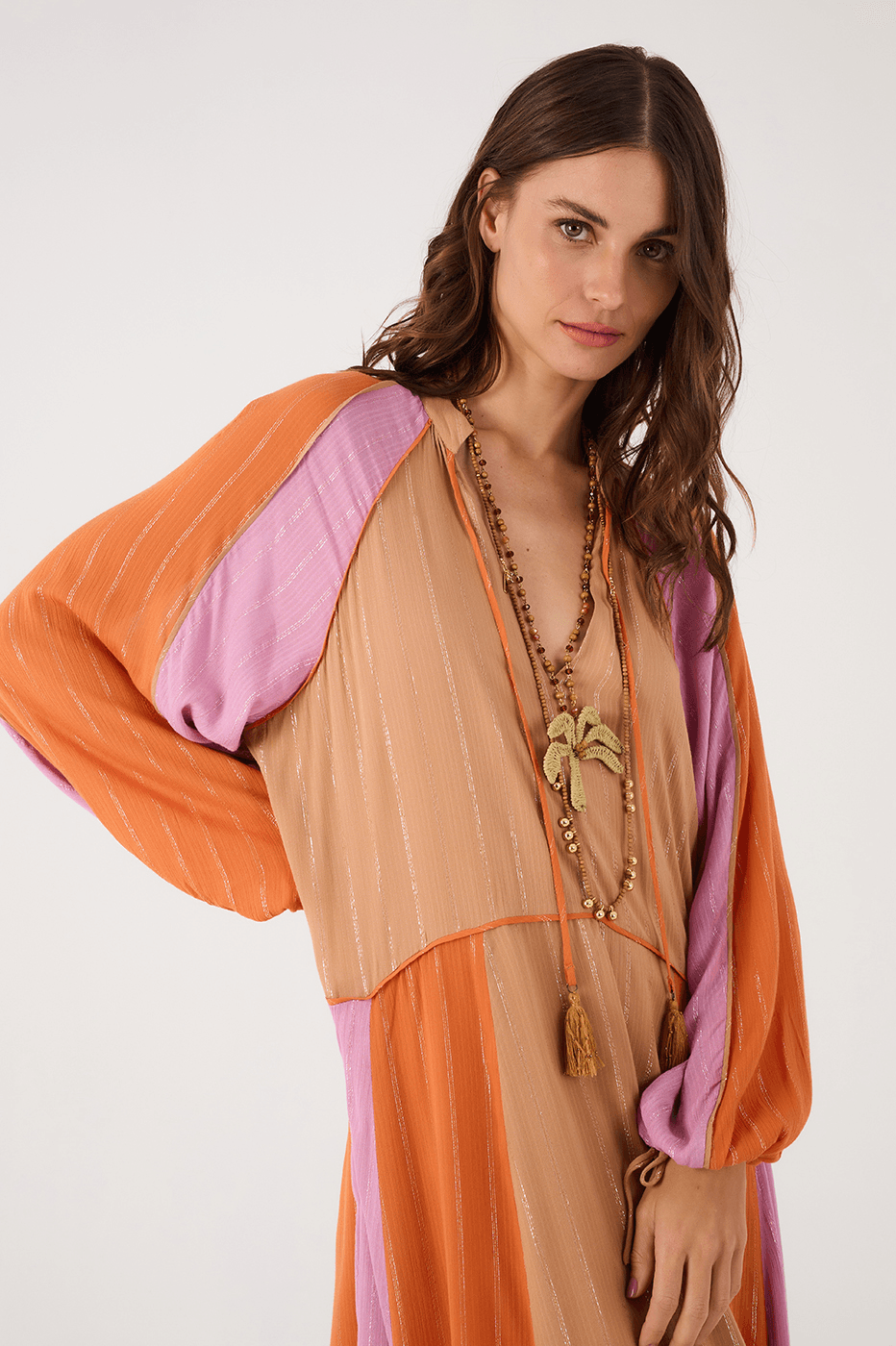 Multicolor Lurex Relaxed Maxi Dress