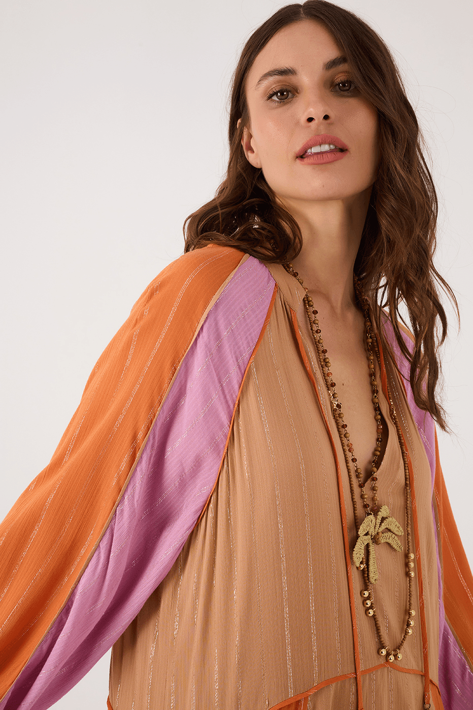 Multicolor Lurex Relaxed Maxi Dress