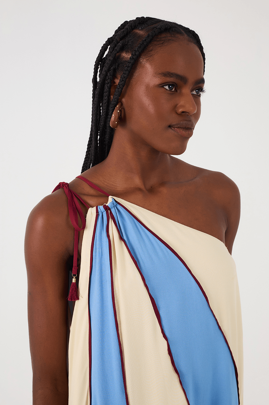 Blue One-Shoulder Recortes Maxi Dress