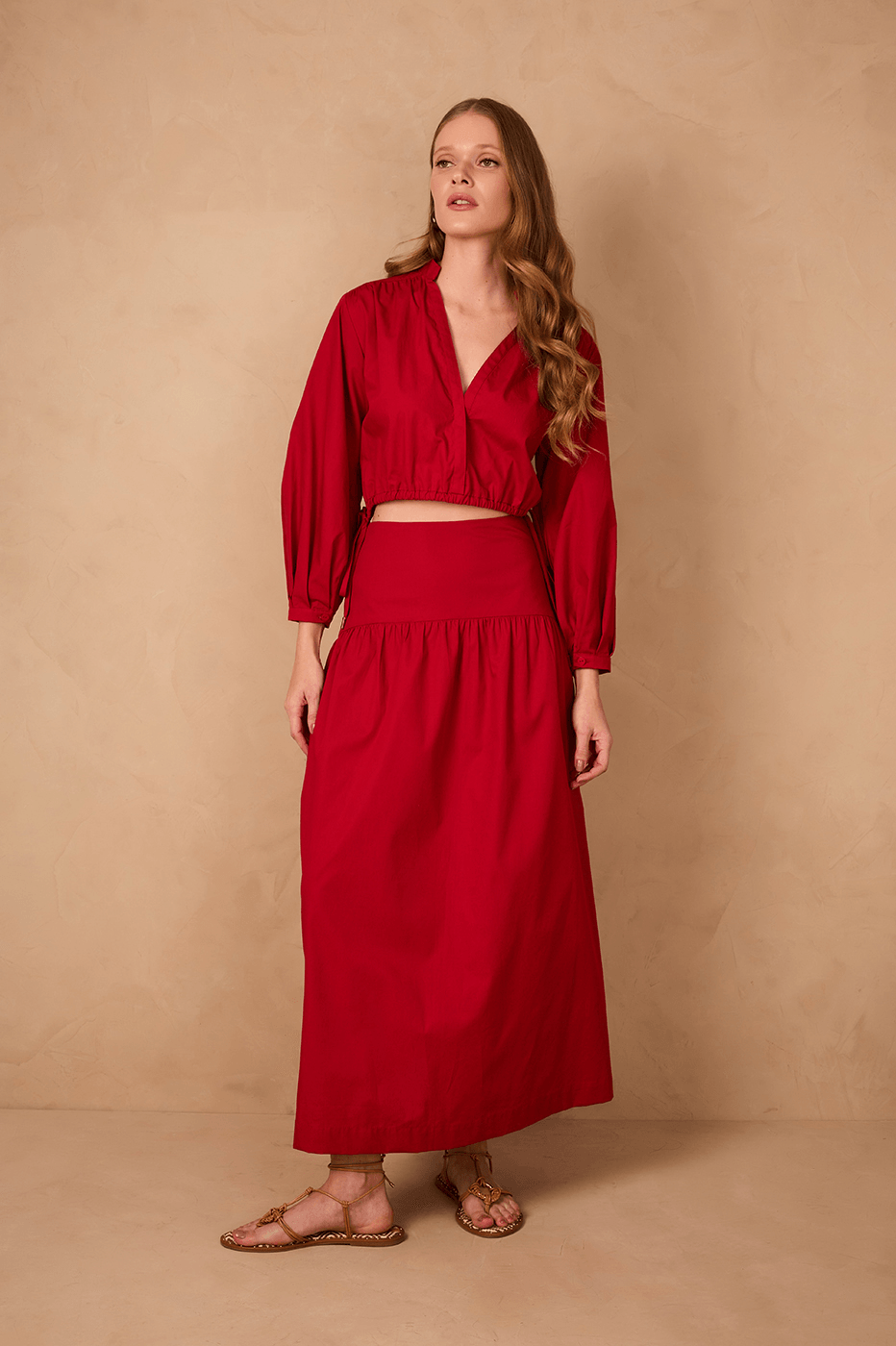  Red Encanto Two-in-One Set Cotton Maxi Dress_1