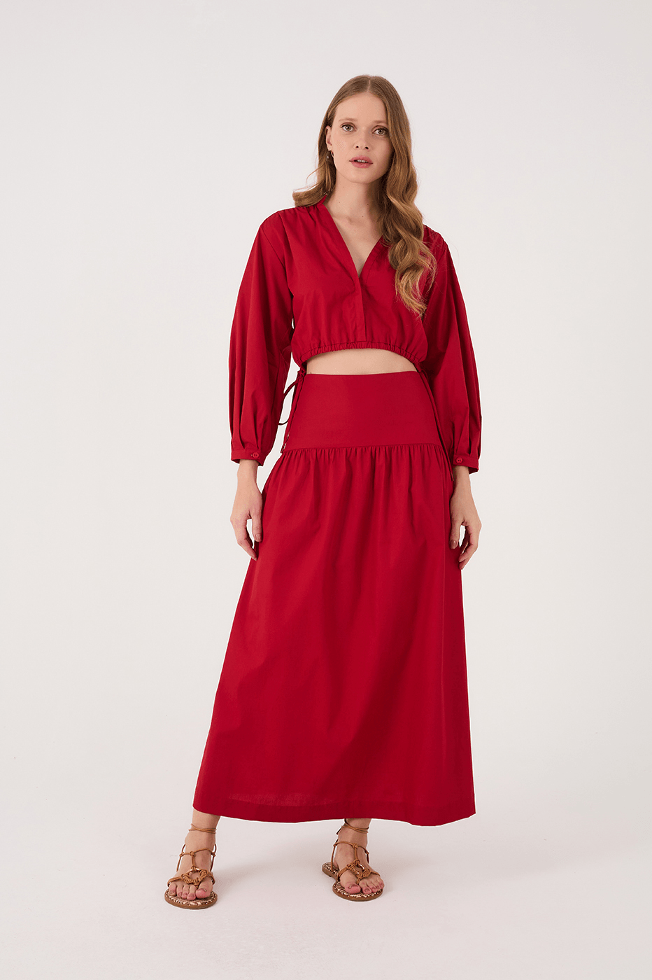  Red Encanto Two-in-One Set Cotton Maxi Dress_2