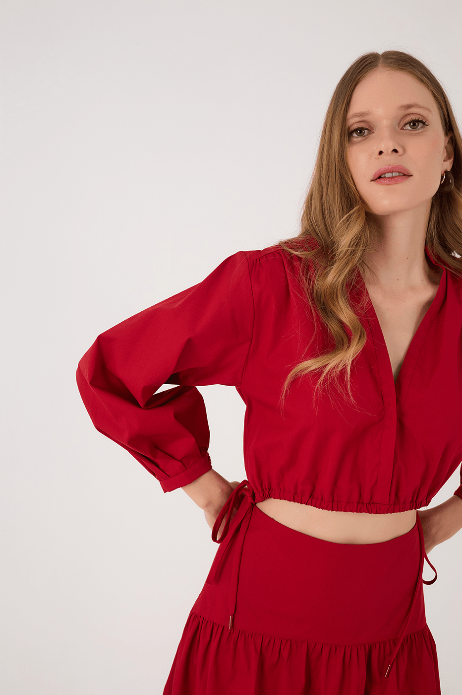  Red Encanto Two-in-One Set Cotton Maxi Dress_4