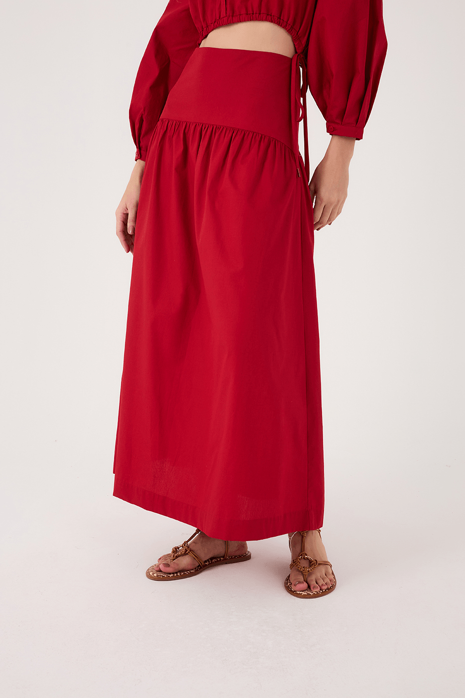  Red Encanto Two-in-One Set Cotton Maxi Dress_5
