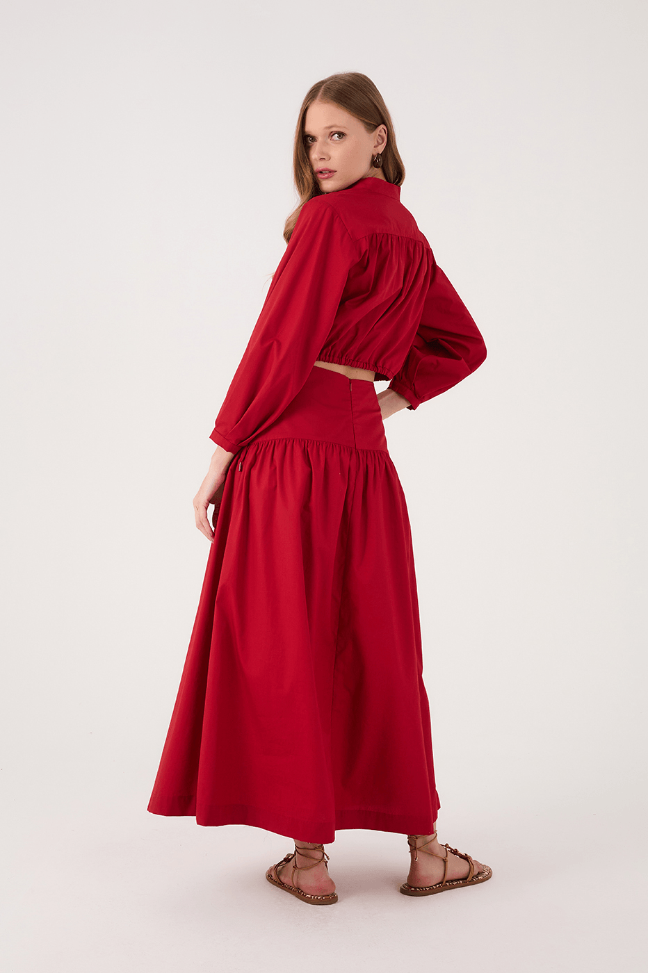  Red Encanto Two-in-One Set Cotton Maxi Dress_8