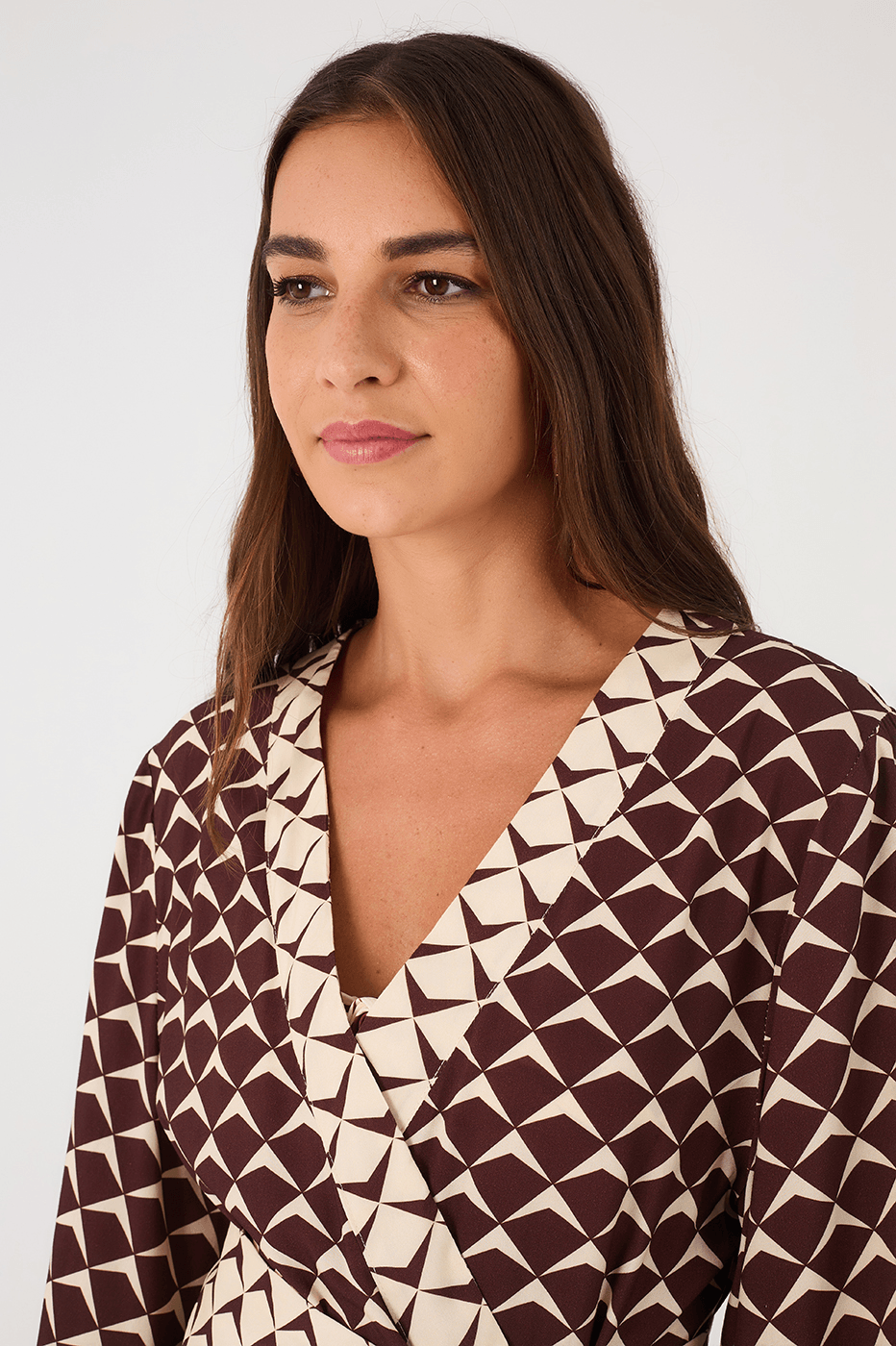 Brown Asa Delta Wrap Kimono Mini Dress