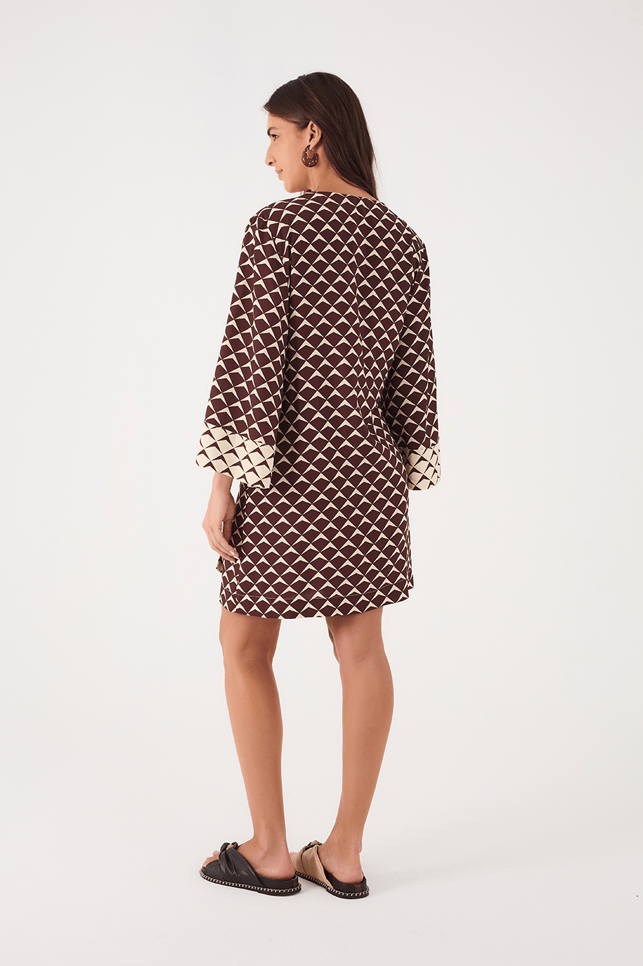 Brown Asa Delta Wrap Kimono Mini Dress