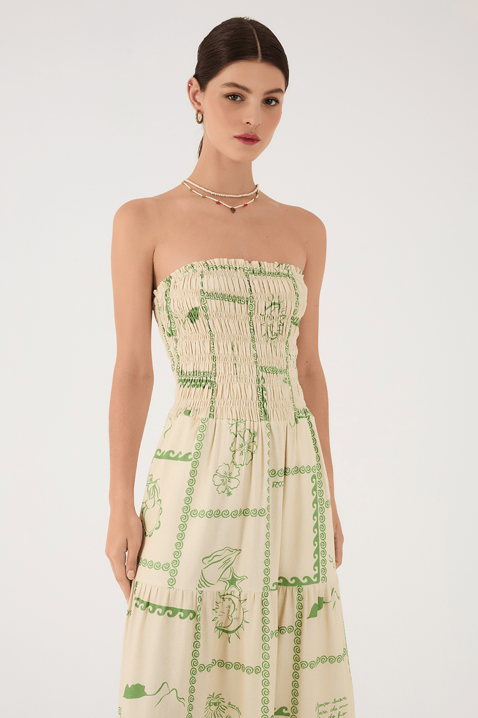 Off-White Rio Strapless Ruched Bodice Maxi Dress_3