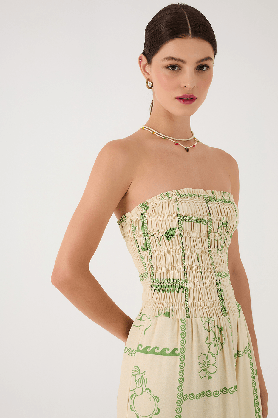 Off-White Rio Strapless Ruched Bodice Maxi Dress_4