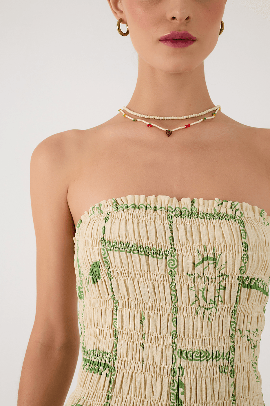 Off-White Rio Strapless Ruched Bodice Maxi Dress_5